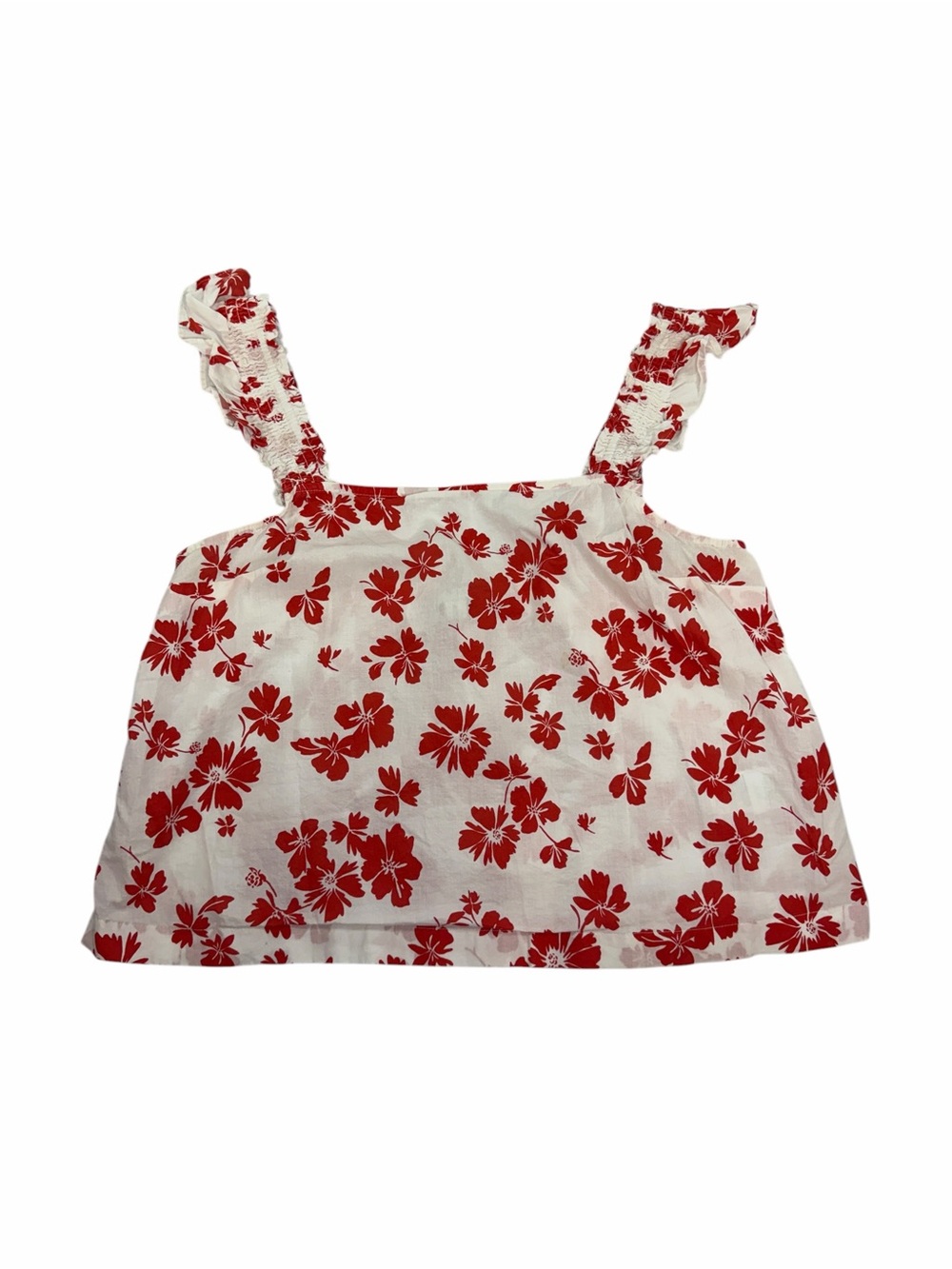 J. Crew White Tank Top with Red Floral Pattern